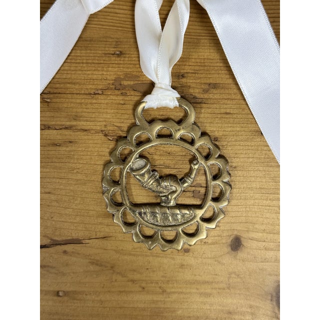 English Vintage English Horse Brass Ornament For Sale - Image 3 of 3