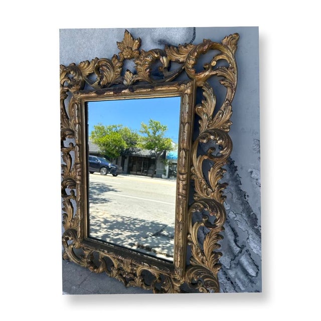 Mid 19th Century Antique Italian Florentine Gilded Wood Mirror. For Sale - Image 5 of 6