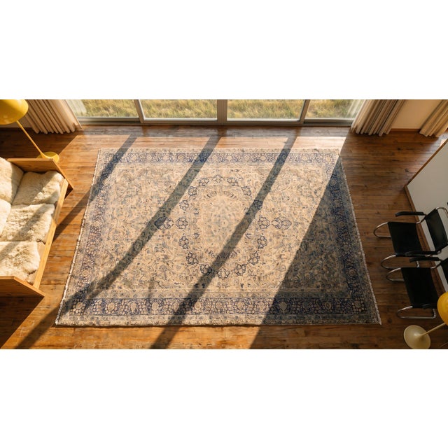 Classic Antique Persian Kerman Rug With a Finely Medallion in the Center on Beige Background Color For Sale In New York - Image 6 of 7