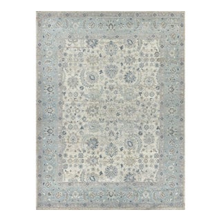 Exquisite Rugs Harper Hand-Knotted New Zealand Wool Ivory/Light Blue Rug-10'X14' For Sale