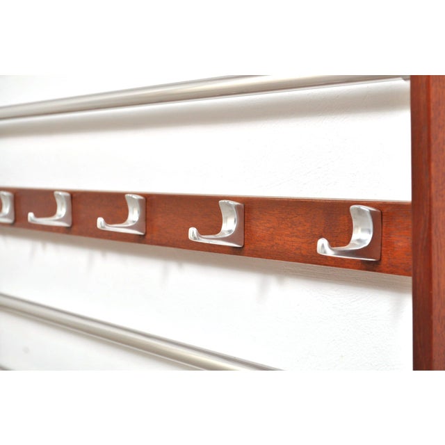 Large Mid-Century Mahogany Wall Coat Rack, 1960s For Sale - Image 10 of 11