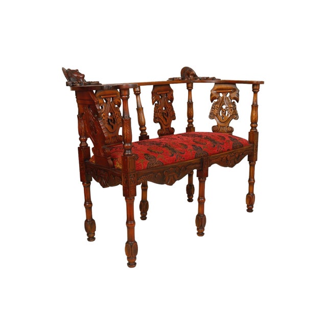Victorian 1910 Walnut Parlor Settee For Sale - Image 3 of 11