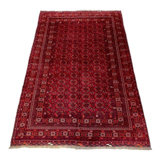 Vintage Afghan Bashiri All-Over Gul Rosette Tribal Room Rug - 9'3" X 6'9" For Sale