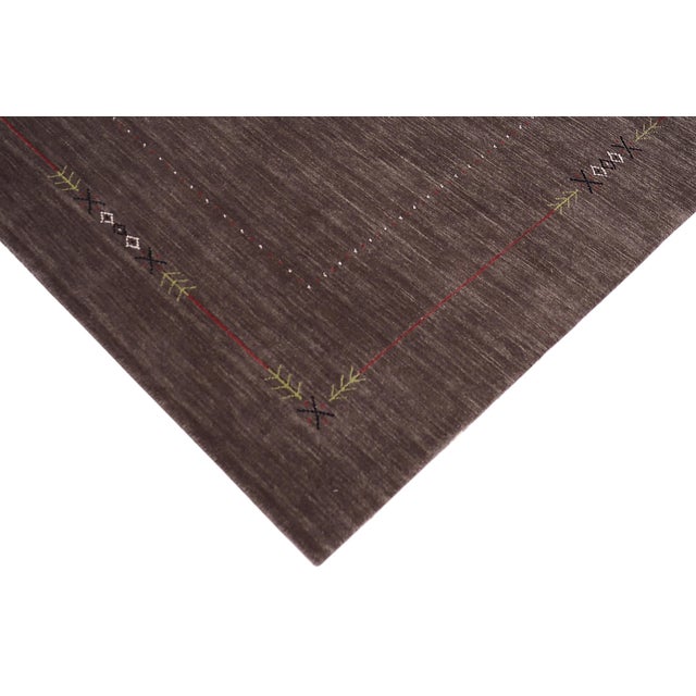 Abstract Modern Gabbeh Gray Wool Rug - 5'3''x8'0'' For Sale - Image 3 of 10