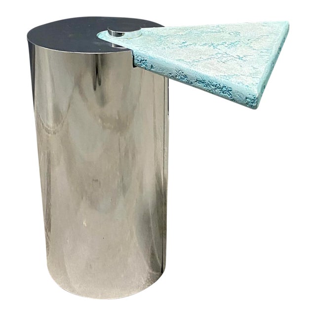 Postmodern Chrome Cylinder Drum Table For Sale