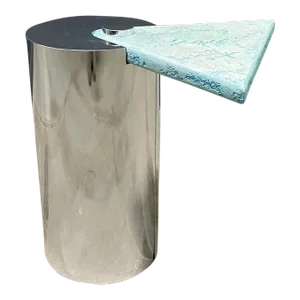 Postmodern Chrome Cylinder Drum Table