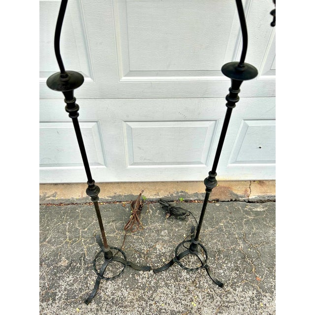 Set of Two Early 20th Century Spanish Revival Metal Floor Lamps For Sale - Image 4 of 7