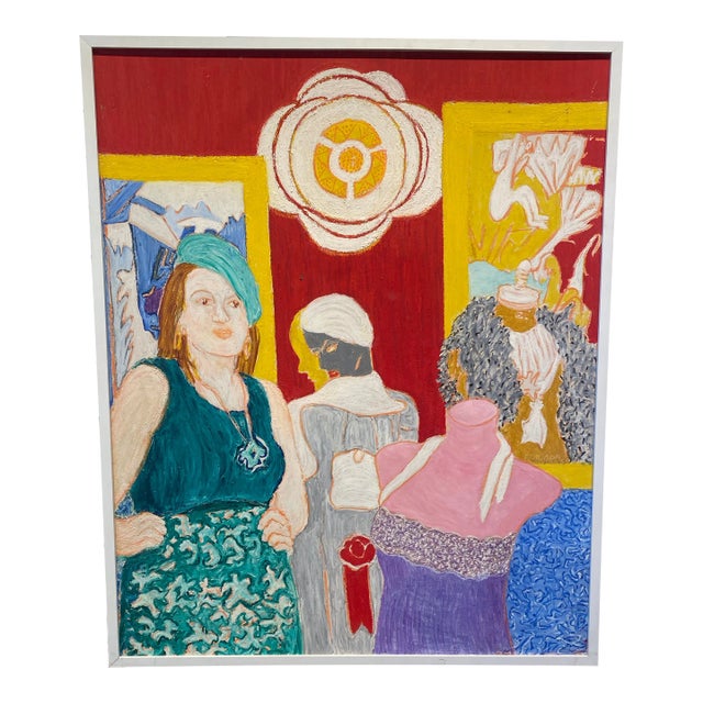 1970s Self-Portrait Oil Painting on Canvas by Molly Schiff For Sale