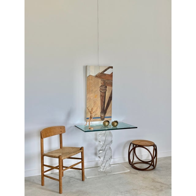 Lucite Helix Console Table With Custom Glass Top, Post Modern 1980s Handmade For Sale - Image 13 of 17