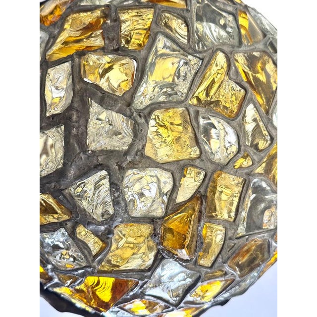 Art Nouveau Austrian Amber and Clear Chunk Glass Globe Pendant, 1910 For Sale - Image 14 of 18