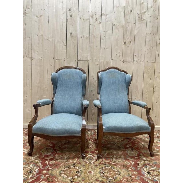 Wood Set of Louis Philippe Voltaire Armchairs For Sale - Image 7 of 7