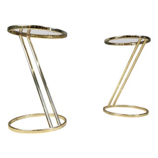 Vintage Brass Side Tables, 1970s, Set of 2 For Sale