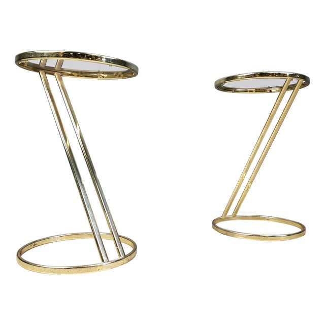 Vintage Brass Side Tables, 1970s, Set of 2 For Sale