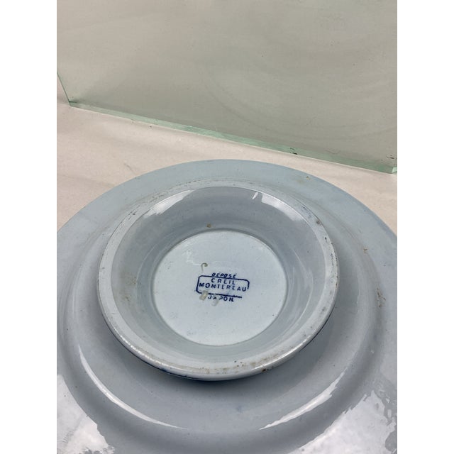 19th Century French Blue and White Pedestal Dish in Monet Pattern For Sale - Image 4 of 8