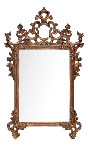 Venetian Handcarved Silvered Bronzed Wall Mirror, Italy, 1840s