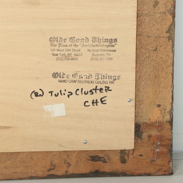 Metal Large Tin Framed Wall Mirror Crafted From Old Ceiling Tiles For Sale - Image 7 of 8