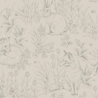 SAMPLE - Boråstapeter Forest Friends Wallpaper In Stone For Sale