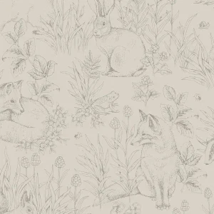 SAMPLE - Boråstapeter Forest Friends Wallpaper In Stone