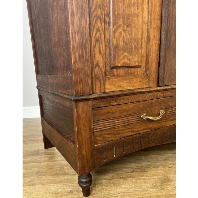 Antique French Carved Oak 2-Door Mirrored Armoire For Sale - Image 9 of 12