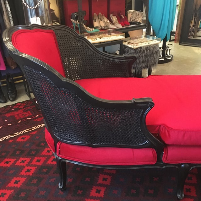 Black Lacquer and Red Velvet Caned Fainting Sofa Chairish