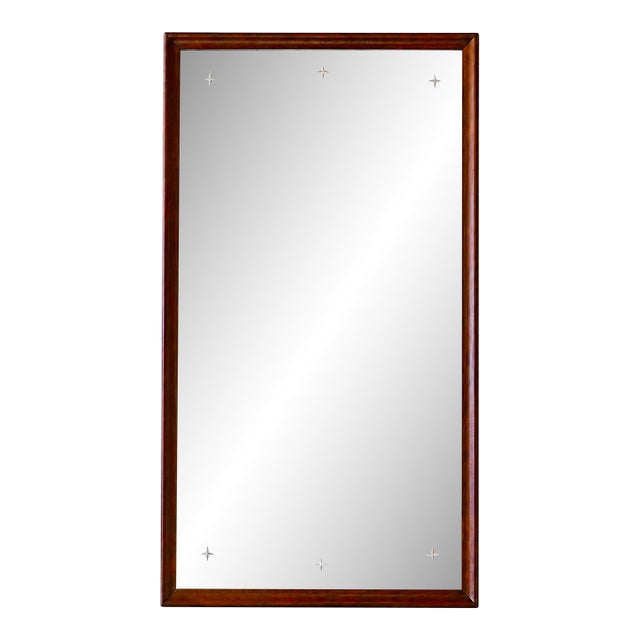 Broyhill Saga Mid-Century Walnut Mirror With Etched Star Details For Sale