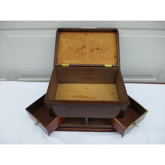 Brown Antique Folk Art Hand Carved Jewelry Box or Trinket Box For Sale - Image 8 of 12