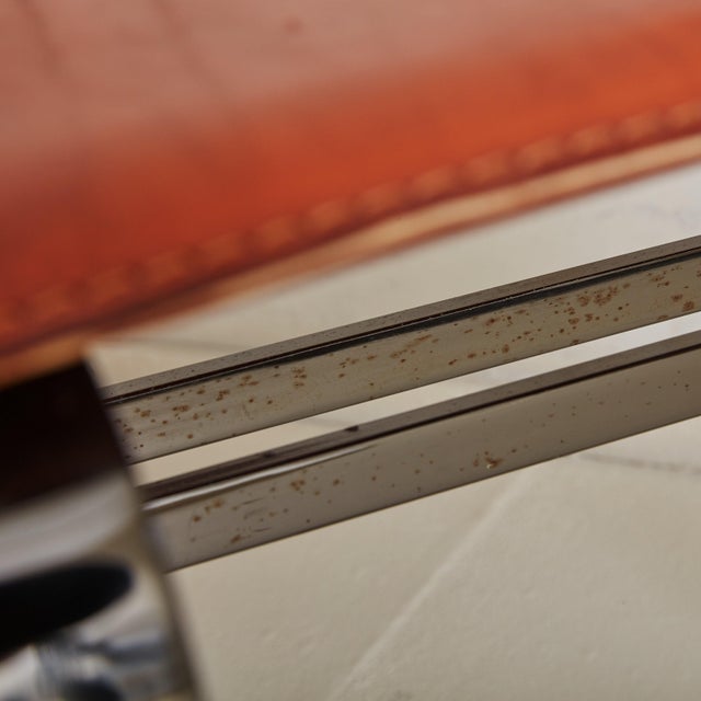 Burnt Orange Leather + Chrome Frame Chairs, Italy 1970s - A Pair For Sale - Image 11 of 11