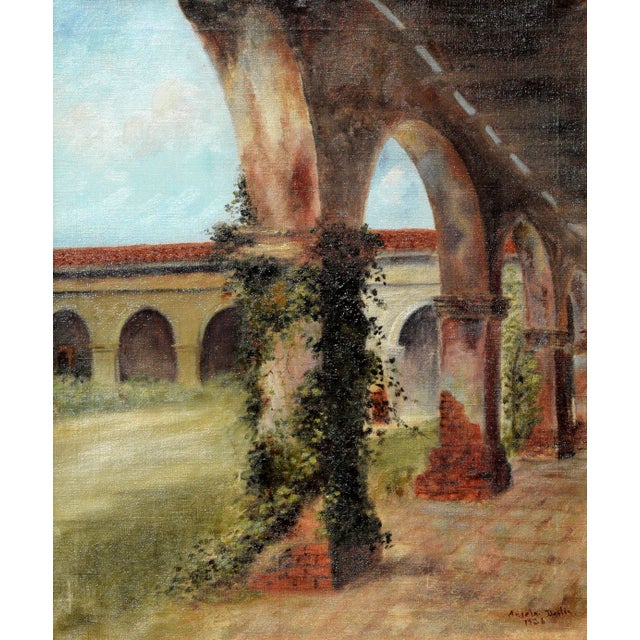 Mission San Juan Capistrano, 1926 by California artist Angela Devlin (American, 19th-C). Signed lower right corner,...