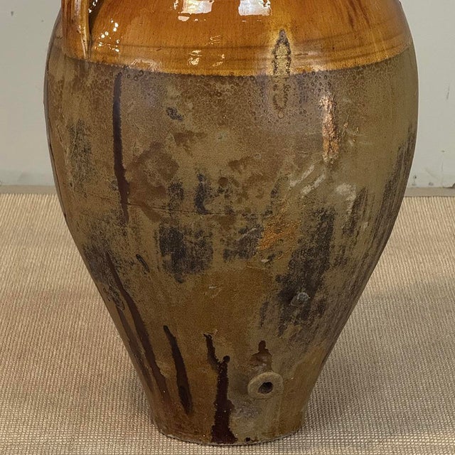 Antique Italian Glazed Terracotta Olive Oil Jar With Spout For Sale - Image 12 of 18