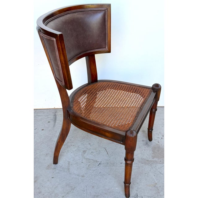 Pair of Neoclassical Klismos Chairs with Caned Seats and Leather Cushions For Sale - Image 4 of 16