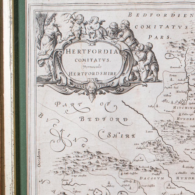 17th Century Antique County Map, Hertfordshire, Dutch, Framed Cartography, Blaeu, Carolean For Sale - Image 5 of 12
