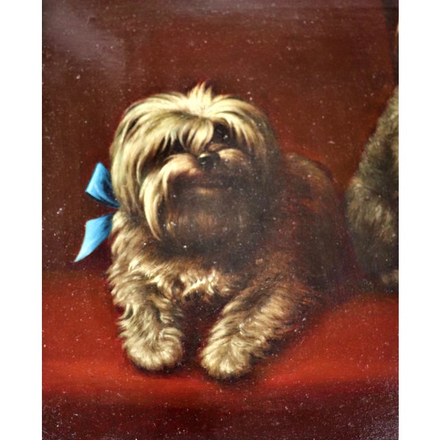 19th Century "Study of Two Dogs" Oil on Canvas Painting by Levi W. Prentice For Sale - Image 4 of 12