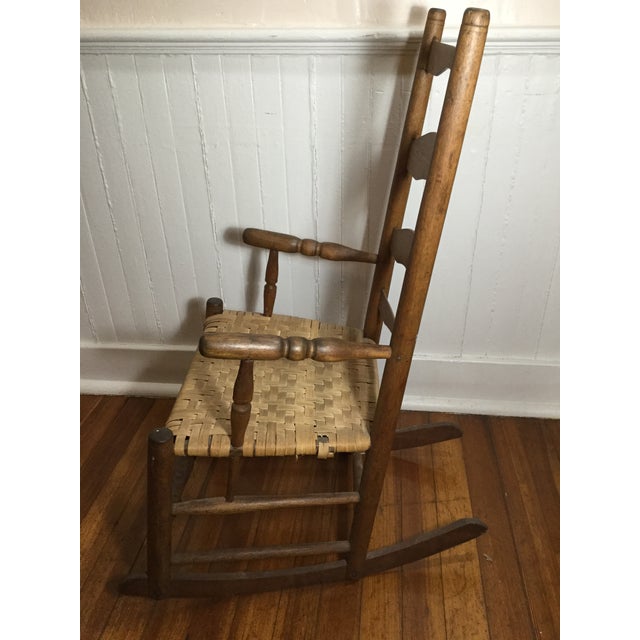 Farmhouse Rocking Chair With Rush Weave Seat Chairish
