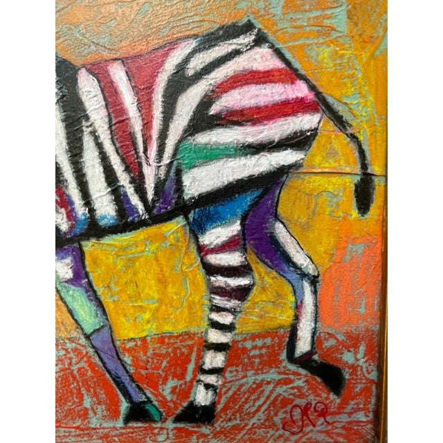 Original Fauvist Acrylic and Pastel Zebra Painting by José Luis Peláez, UNFramed For Sale In New York - Image 6 of 6