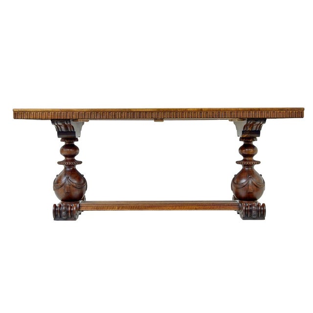 Vintage Scandinavian Carved Walnut Desk, 1920 For Sale - Image 4 of 13