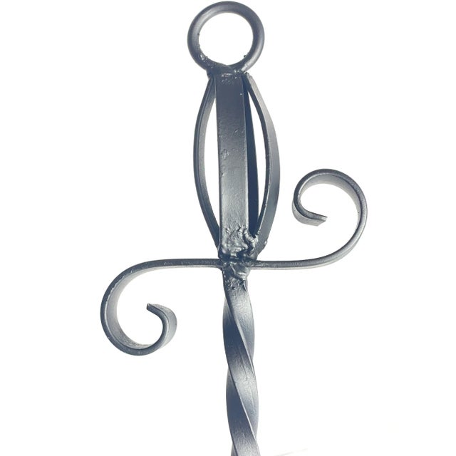 1970s Twisted Wrought Iron Fireplace Tool Set- 4 Pieces For Sale - Image 4 of 8