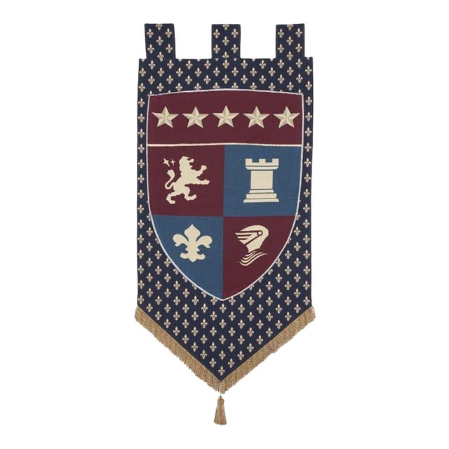 Castle Crest Banner Tapestry - 152 X 68 Cm (5'0" X 2'3") - Requires Rod Size 2 For Sale