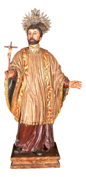 Spanish Artist, Colonial Sculpture of Saint Francis Xavier, 18th Century, Polychrome Wood