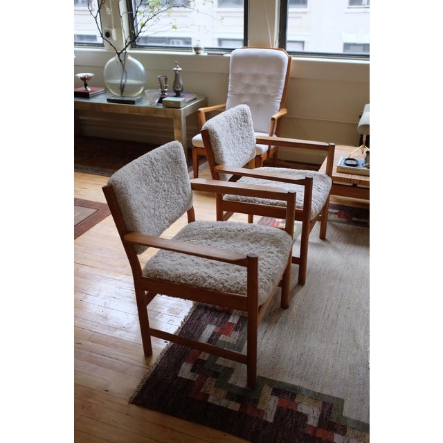 1960s Vintage Sheepskin Armchairs by Alf Svensson - a Pair For Sale - Image 9 of 10