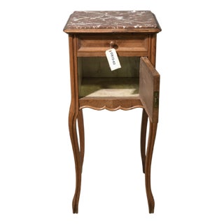 Antique Louis XVI Style Marble-Top Nightstand / Side Table For Sale