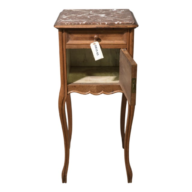 Antique Louis XVI Style Marble-Top Nightstand / Side Table For Sale