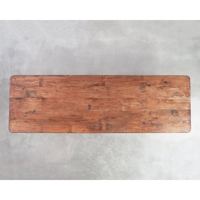 Monumental French Arts Crafts Oak Farmhouse Dining Table 9.5 Ft For Sale - Image 4 of 16