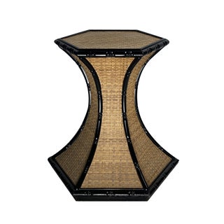 Regency Rattan Bamboo Side Table, 1960s For Sale