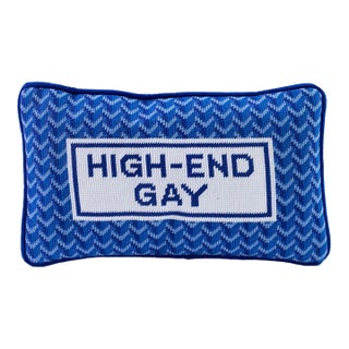High End Gay Needlepoint Pillow For Sale