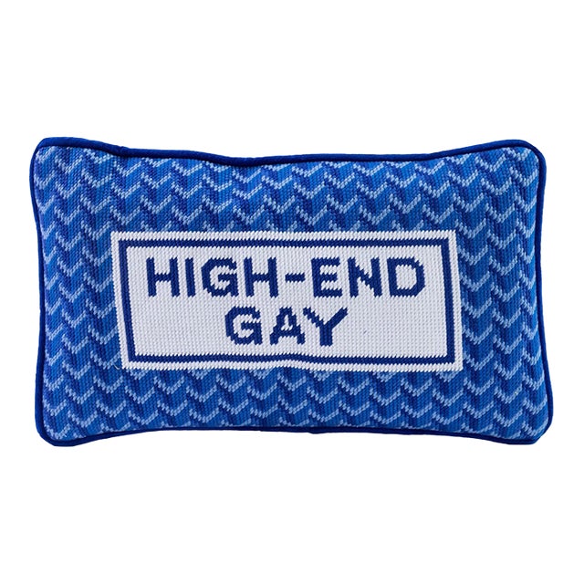 High End Gay Needlepoint Pillow For Sale