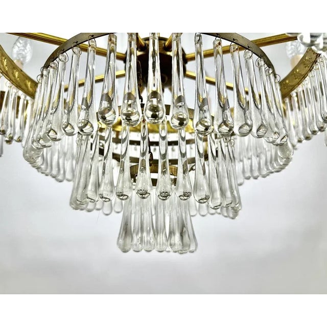 Vintage French Cascading Crystal and Brass Chandelier, 1960s For Sale - Image 4 of 11