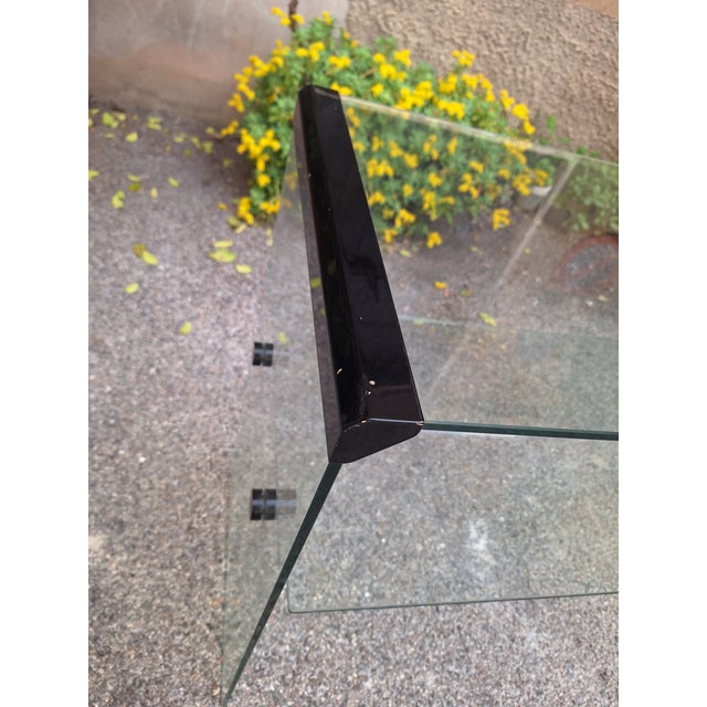 Console Table with Two Glass Shelves and Black Painted Metal Elements from Gallotti & Radice For Sale - Image 4 of 7