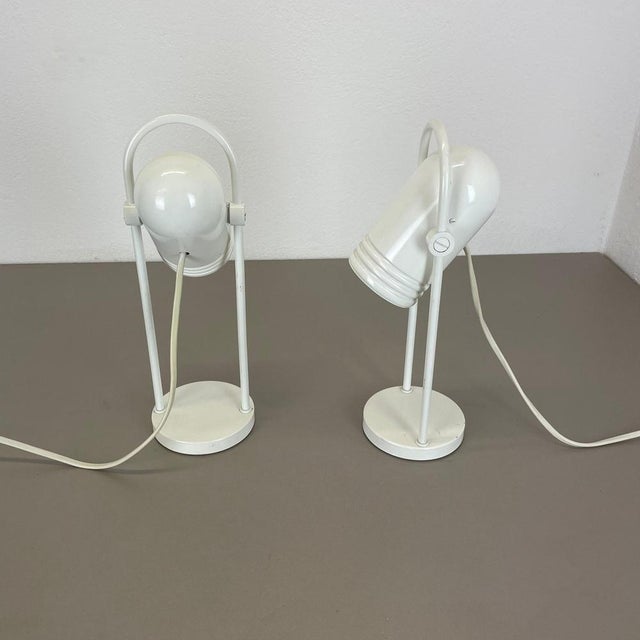 White Metal Table Lights by Rolf Krüger for Heinz Neuhaus Leuchten, 1970s, Set of 2 For Sale - Image 15 of 18