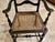 Wood Antique Art Nouveau Ladderback Black Dining Side Desk Hall Arm Chair W/Cane Seat 41“ Tall For Sale - Image 7 of 9
