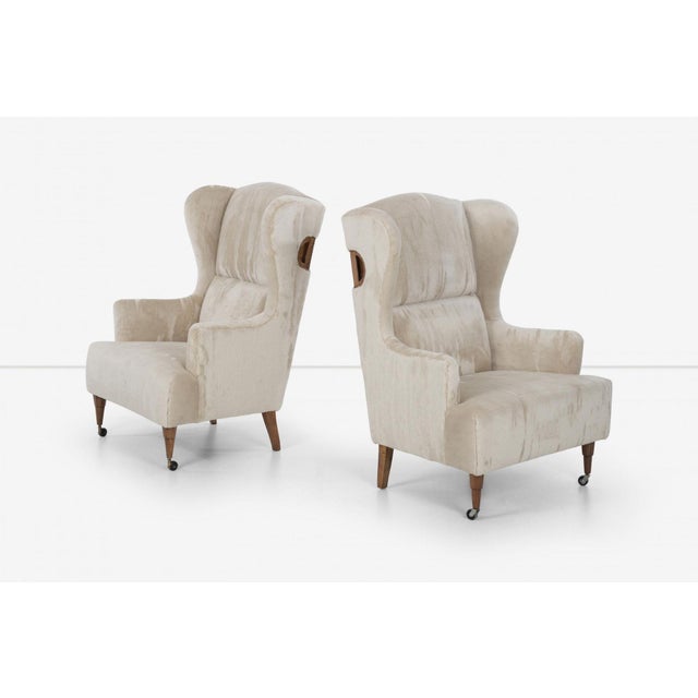 Wood Luigi Caccia Dominioni Pair of Ambrosianeum High-Back Lounge Chairs for Azucena, 1955 For Sale - Image 7 of 13